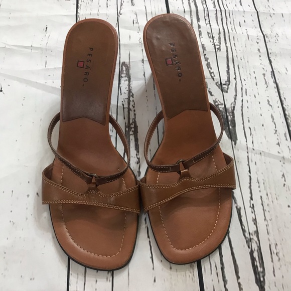 Pesaro Brown Leather Slip-On Sandals 2 - Picture 8 of 16